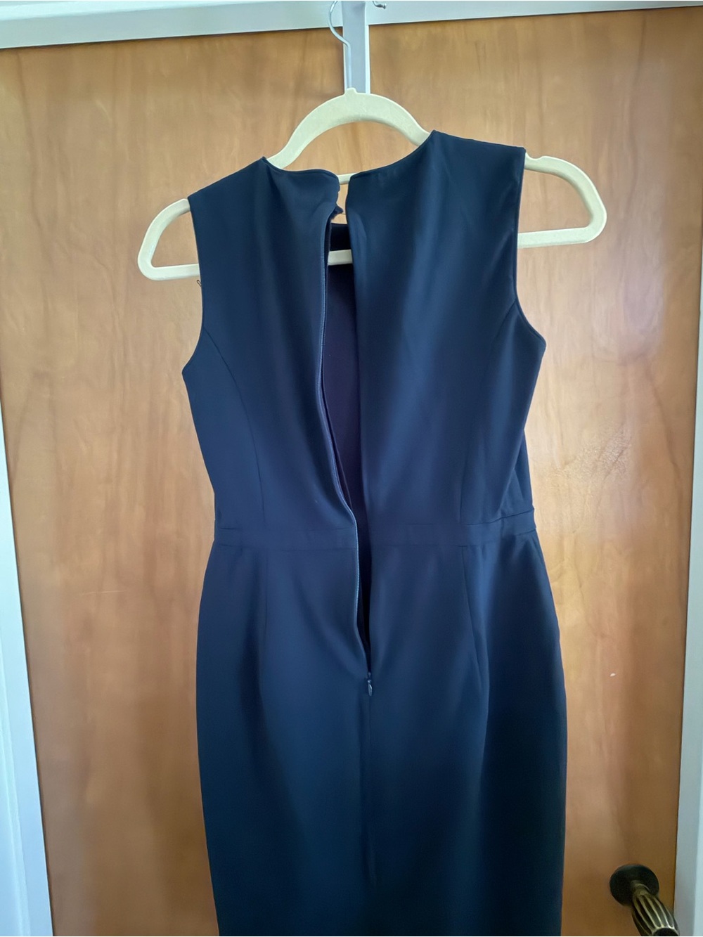 Navy 00 Ann Taylor Black Sleeveless Midi Sheath Dress - Picture 4 of 12
